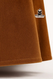 Saia Flare em Veludo Cotelê Cóz em Elastico Atrás Plus Size Saia Flare em Veludo Cotelê Cóz em Elastico Atrás Plus Size