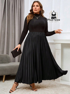 Saia Longa Plissada Plus Size Várias Cores Saia