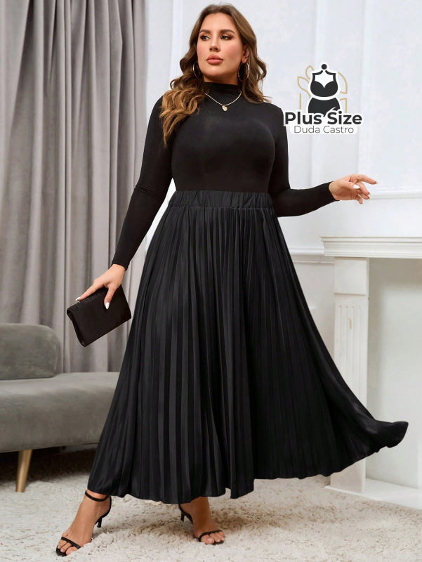 Saia Longa Plissada Plus Size Várias Cores Saia