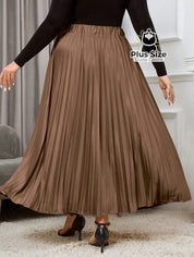 Saia Longa Plissada Plus Size Várias Cores Saia