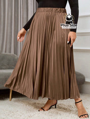 Saia Longa Plissada Plus Size Várias Cores Saia