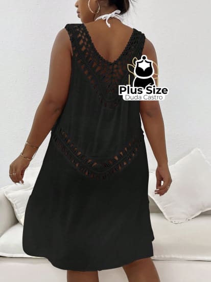 Saída De Praia Em Crochê Plus Size Maiô