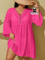 Saída De Praia Estilo Vestido Com Decote Trabalhado