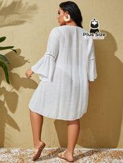 Saída De Praia Estilo Vestido Com Decote Trabalhado