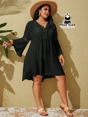 Saída De Praia Estilo Vestido Com Decote Trabalhado