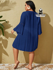 Saída De Praia Estilo Vestido Com Decote Trabalhado
