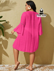 Saída De Praia Estilo Vestido Com Decote Trabalhado