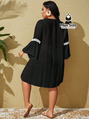 Saída De Praia Estilo Vestido Com Decote Trabalhado