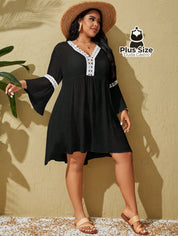 Saída De Praia Estilo Vestido Com Decote Trabalhado