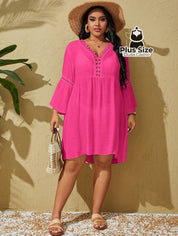 Saída De Praia Estilo Vestido Com Decote Trabalhado