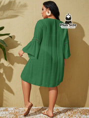 Saída De Praia Estilo Vestido Com Decote Trabalhado