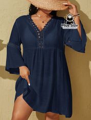 Saída De Praia Estilo Vestido Com Decote Trabalhado