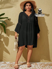 Saída De Praia Estilo Vestido Com Decote Trabalhado