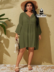 Saída De Praia Estilo Vestido Com Decote Trabalhado