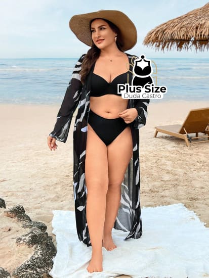 Saída De Praia Longa Abertura Frontal Plus Size