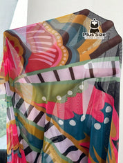 Saída De Praia Maxi Borboletas Plus Size Saida