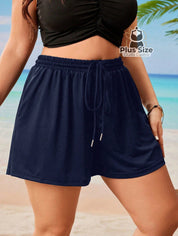 Short De Praia Piscina Hidroginástica Com Cintura Em Elástico E Bolso