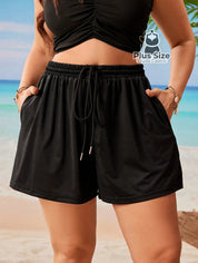 Short De Praia Piscina Hidroginástica Com Cintura Em Elástico E Bolso