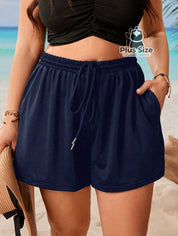 Short De Praia Piscina Hidroginástica Com Cintura Em Elástico E Bolso