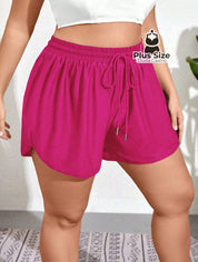 Short De Praia Piscina Hidroginástica Com Cintura Em Elástico E Cordão