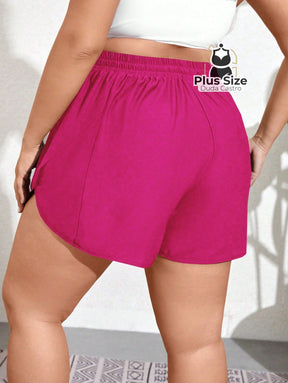 Short De Praia Piscina Hidroginástica Com Cintura Em Elástico E Cordão