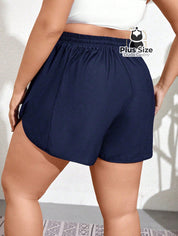 Short De Praia Piscina Hidroginástica Com Cintura Em Elástico E Cordão