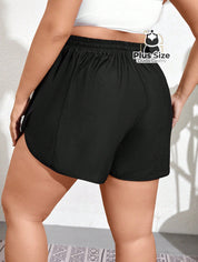 Short De Praia Piscina Hidroginástica Com Cintura Em Elástico E Cordão