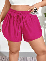 Short De Praia Piscina Hidroginástica Com Cintura Em Elástico E Cordão G / Pink