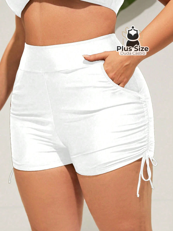 Short De Praia Piscina Hidroginástica Com Lateral Regulável G / Branco