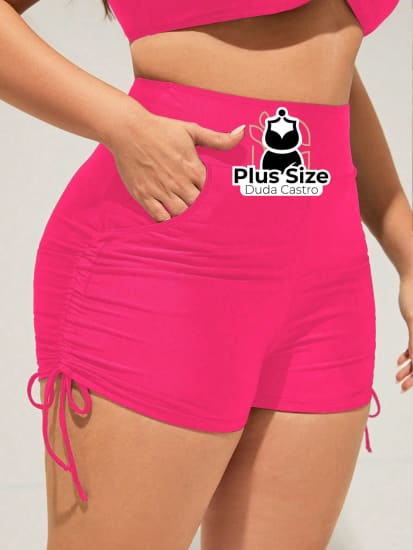 Short De Praia Piscina Hidroginástica Com Lateral Regulável G / Pink