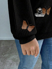 Suéter de Tricô com Borboletas — uma peça perfeita para aquecer com charme nos dias frios. Plus Size Várias Cores