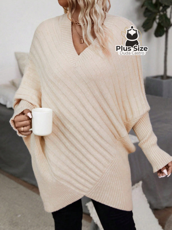 Suéter com Manga Morcego com Toque Macio (Poliamida) Várias Cores Plus Size Suéter com Manga Morcego com Toque Macio