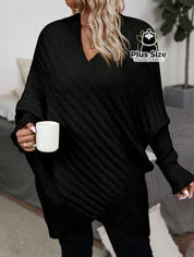 Suéter com Manga Morcego com Toque Macio (Poliamida) Várias Cores Plus Size Suéter com Manga Morcego com Toque Macio