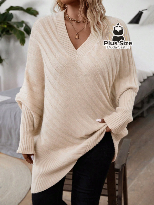 Suéter com Manga Morcego com Toque Macio (Poliamida) Várias Cores Plus Size Suéter com Manga Morcego com Toque Macio