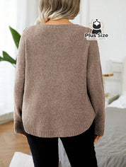 Suéter Gola Redonda Manga Longa Plus Size para Outono e Inverno Suéter Gola Redonda Manga Longa Plus Size para Outono e