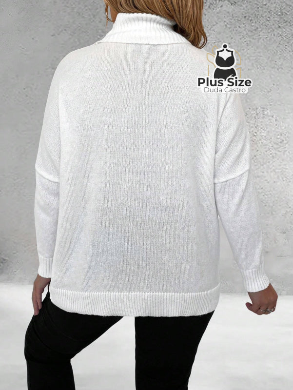 Suéter Inverno Elegante em Lã Penteada com Listras Contrastantes Suéter Inverno Elegante em Lã Penteada com Listras