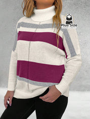 Suéter Inverno Elegante em Lã Penteada com Listras Contrastantes Suéter Inverno Elegante em Lã Penteada com Listras