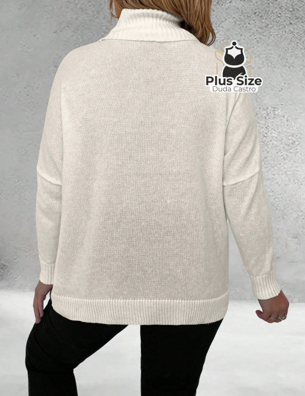 Suéter Inverno Elegante em Lã Penteada com Listras Contrastantes Suéter Inverno Elegante em Lã Penteada com Listras