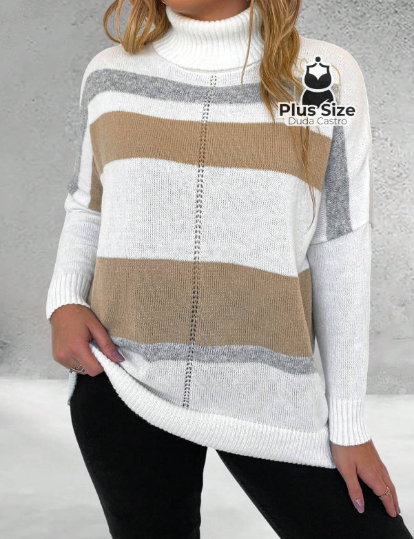  G Suéter Inverno Elegante em Lã Penteada com