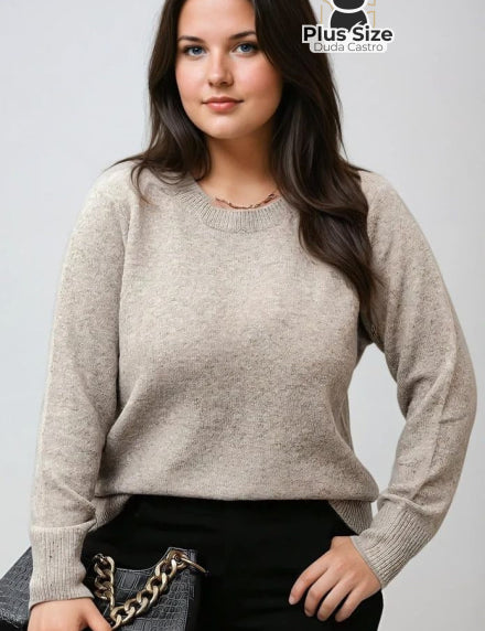  G Suéter Plus Size em Tricô Macio –