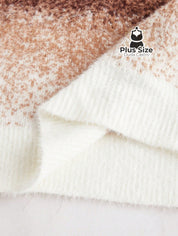 Suéter Pullover 100% Poliamida e Lã Penteada Degradê Felpudo Plus Size Suéter Pullover 100% Poliamida e Lã Penteada