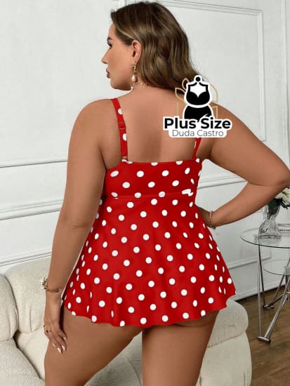 Tankini De Bolinhas Meia Taça Plus Size