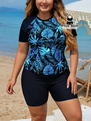 Tankini De Shortinho Liso E Blusa Meia Manga