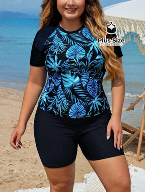 Tankini De Shortinho Liso E Blusa Meia Manga