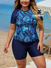 Tankini De Shortinho Liso E Blusa Meia Manga