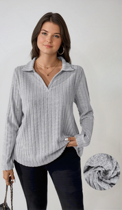Blusa Plus Size em Tricô Premim com Toque Suave e Gola Charmosa