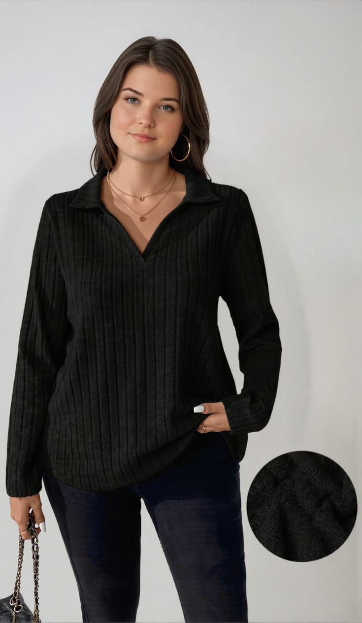 Blusa Plus Size em Tricô Premim com Toque Suave e Gola Charmosa