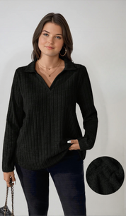 Blusa Plus Size em Tricô Premim com Toque Suave e Gola Charmosa