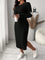Vestido Ajustado com Fenda Lateral e Toque Macio Plus Size Várias Cores G / Preto 114 Vestido Ajustado com Fenda