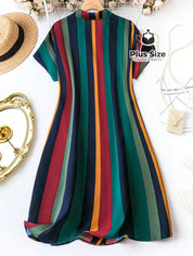 Vestido Camisa Listrada Plus Size Vestido Camisa Listrada Plus Size